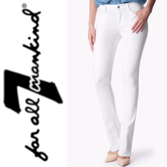7 For All Mankind White Skinny Bootcut Jeans Sz 28 - Picture 1 of 14